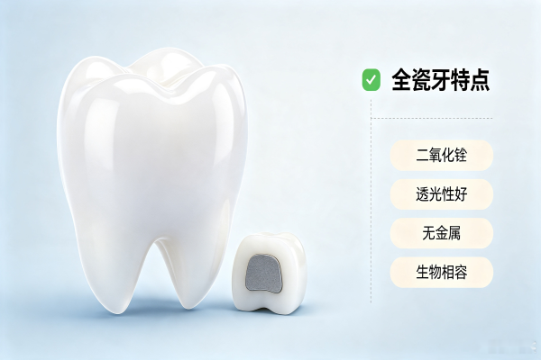 美白全瓷牙特点示意图