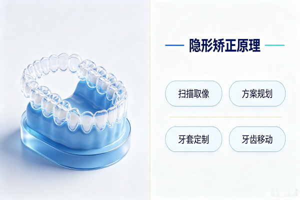 牙齿矫正隐形矫正原理示意图