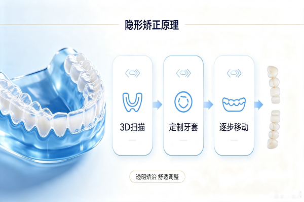 牙齿矫正隐形矫正原理示意图