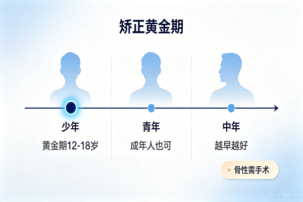 牙齿矫正矫正黄金期示意图