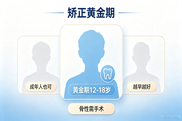 牙齿矫正矫正黄金期示意图