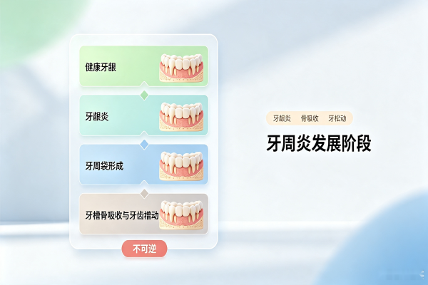 牙周治疗牙周炎发展阶段示意图