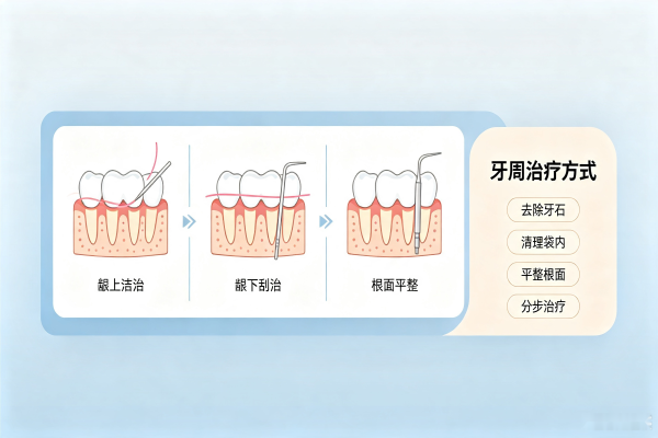 牙周治疗牙周治疗方式示意图
