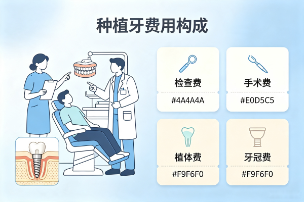 种植牙种植牙费用构成示意图