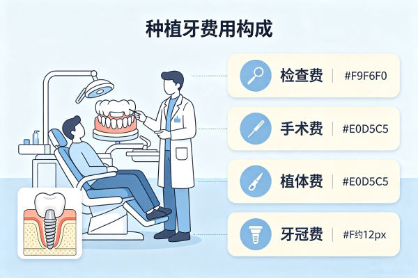 种植牙种植牙费用构成示意图