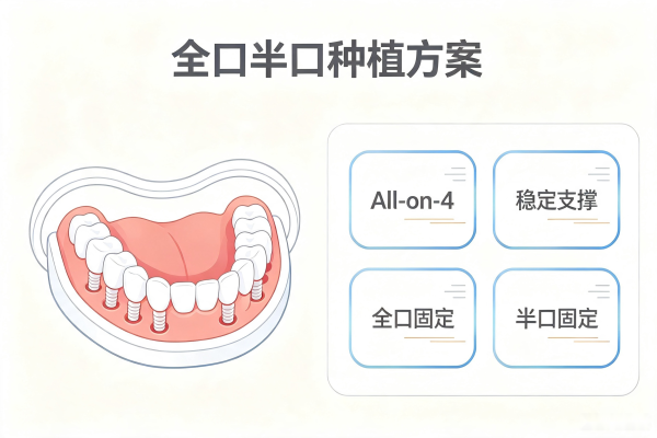 种植牙全口/半口种植方案示意图
