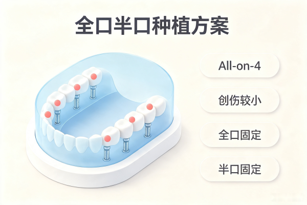 种植牙全口/半口种植方案示意图