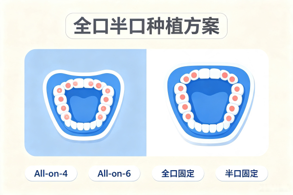 种植牙全口/半口种植方案示意图